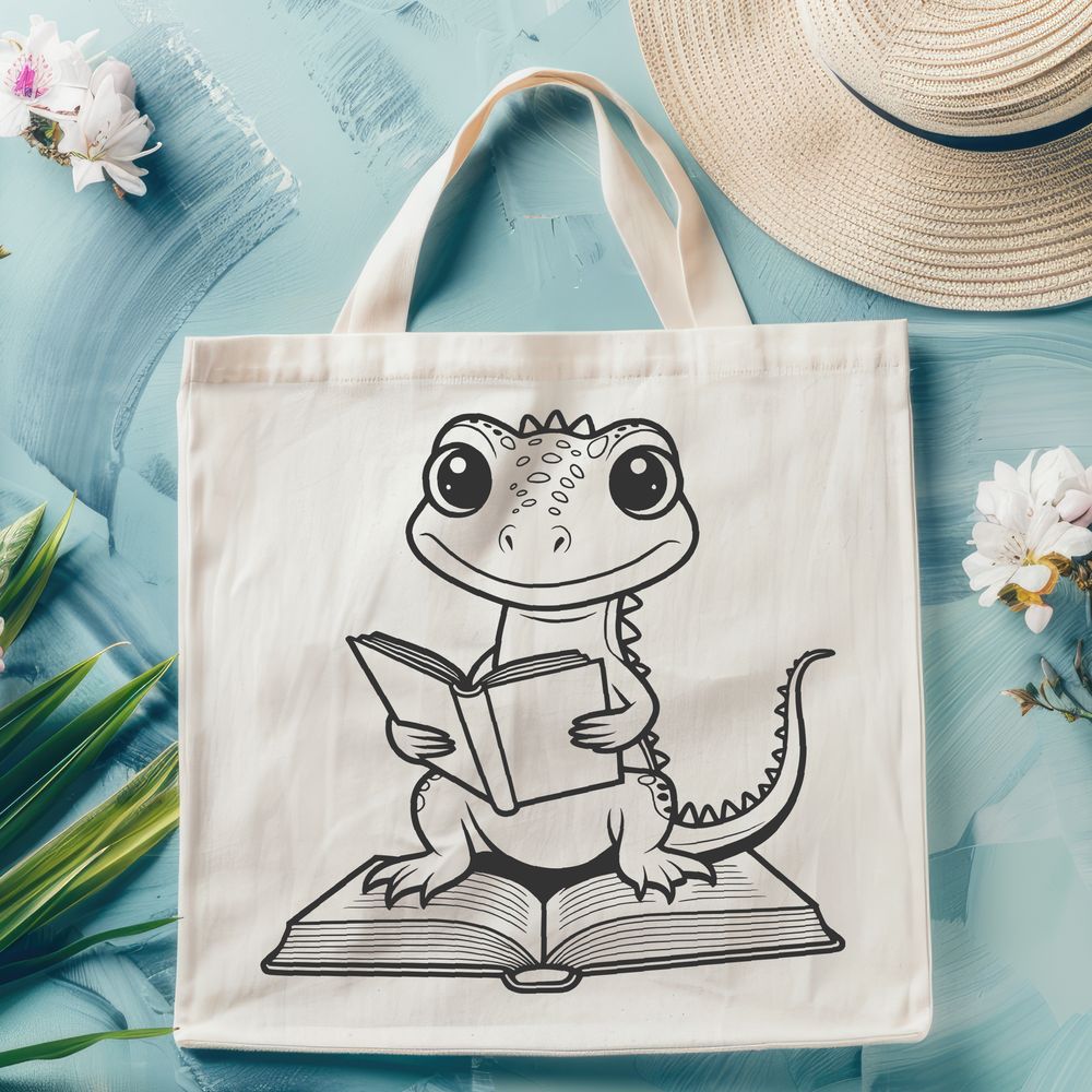Reptile Reader A green lizard holding a book in its claws, highlighting the intersection of reptiles and literature.