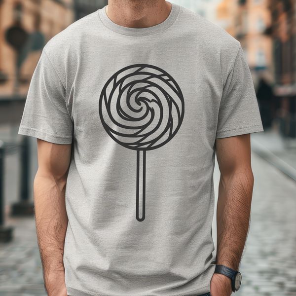 Swirly Treat Illustration A colorful illustration of a lollipop with a swirly pattern.