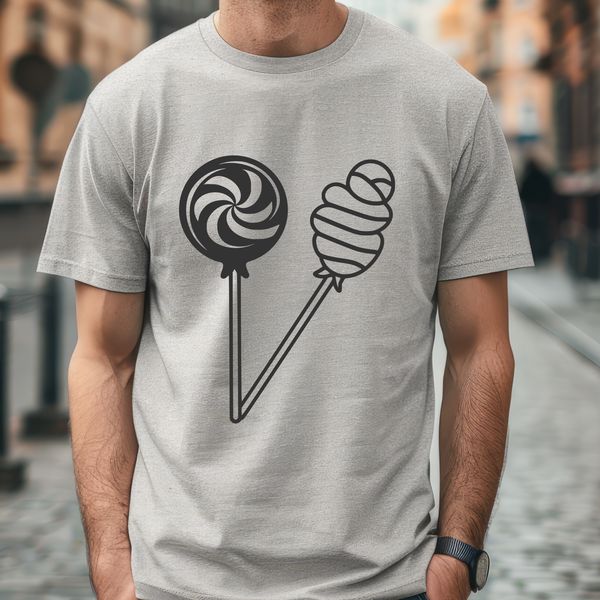 Whimsical Lollipop Graphic Art A colorful illustration of a stick-shaped candy with a rounded top, suitable for vector art and graphic design projects.