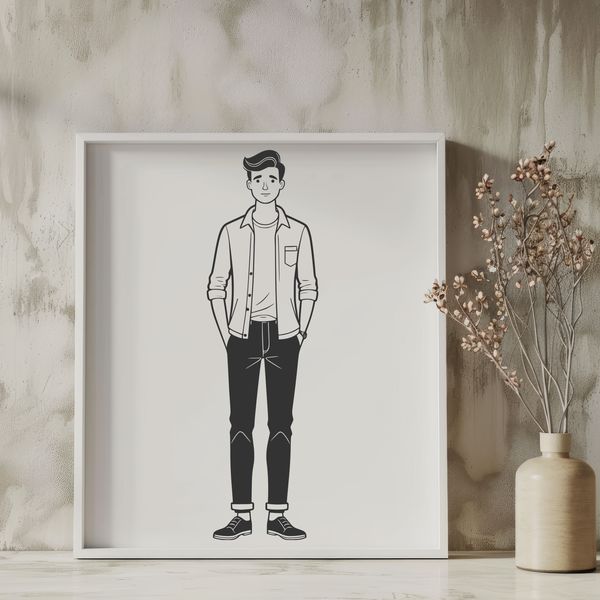 Digital Male Vector Artwork A digital representation of a male figure, created using vector graphics.