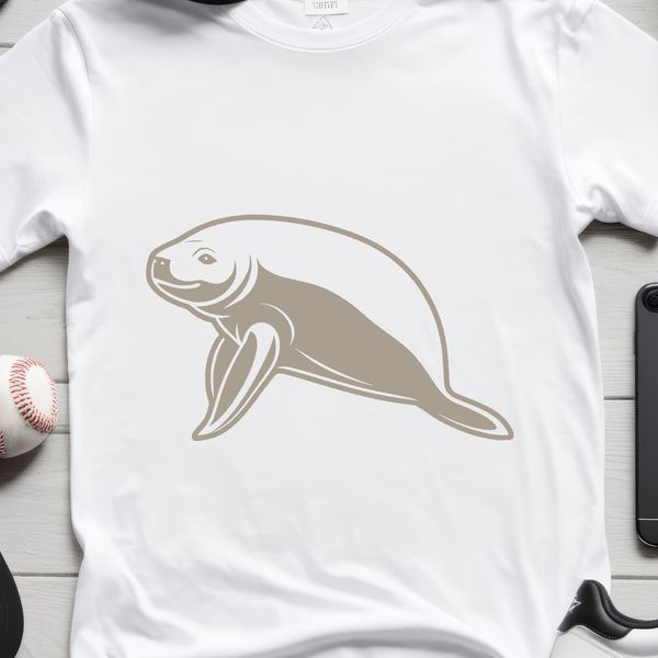 Underwater Manatee SVG Illustration Illustration of a manatee swimming in water, suitable for cutting machines and digital designs.