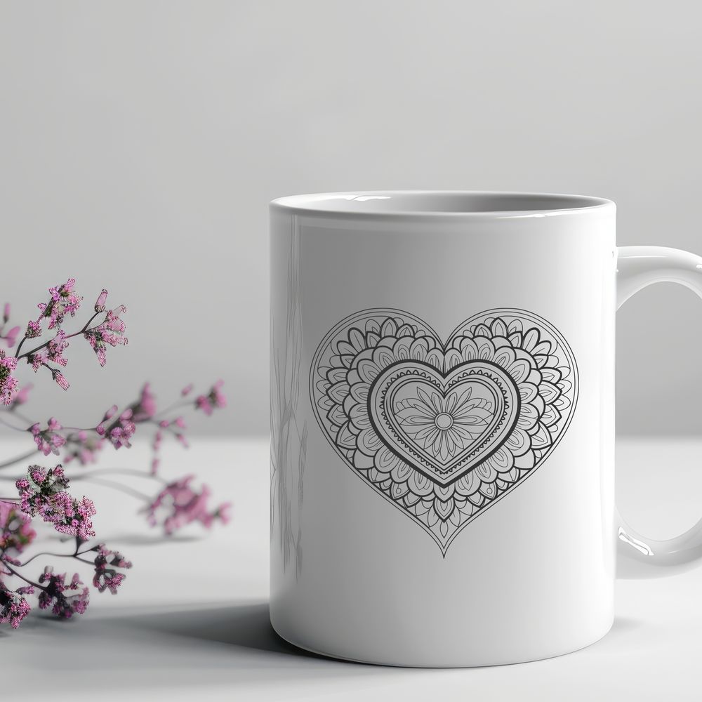 Beautiful Heart Mandala Design A intricate mandala design featuring a heart shape at its center.
