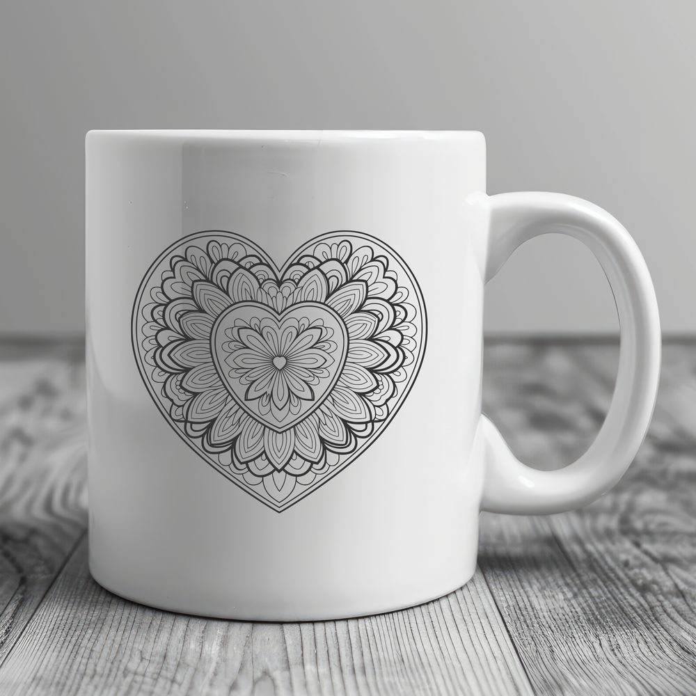 Heartfelt Mandala Art A intricate mandala design in the shape of a heart, ideal for digital crafting and cutting machine projects.