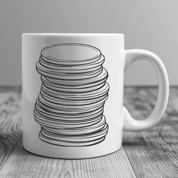 Money Stack Design Vector Illustration of a stack of coins with various denominations.