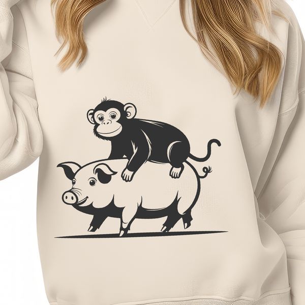 Colorful Monkey Pig SVG Design An illustration of a monkey-pig hybrid creature in a vector format.