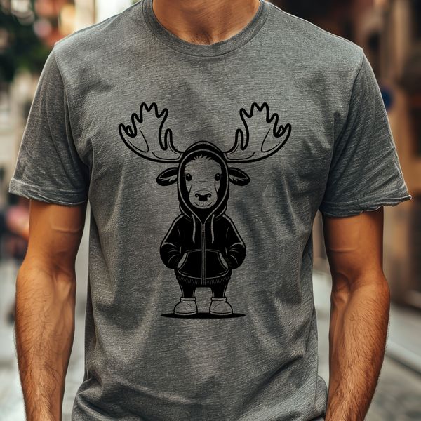 Wild North American Antlered Mammal Illustration A large wild animal with antlers, native to North America.