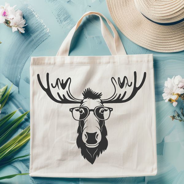 Wildlife Wonder A large wild animal with antlers wearing glasses, depicted in vector art style.