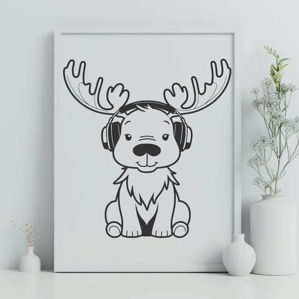 Moose Illustration Illustrated moose in a natural environment.