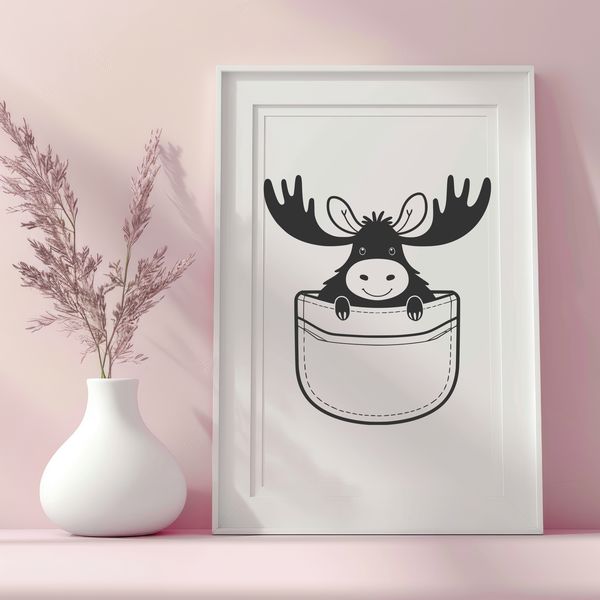 Wildlife Illustration Moose Animal Vector An illustrated moose in a natural habitat.