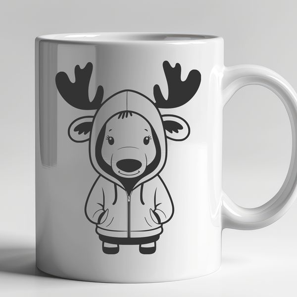 Beautiful Free Vector Moose Graphic A detailed illustration of a North American wild animal with antlers.