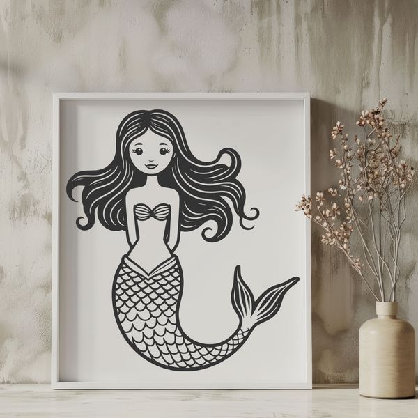 Mermaid Illustration in Vector Format A digital illustration of a mythical mermaid creature in vector format.