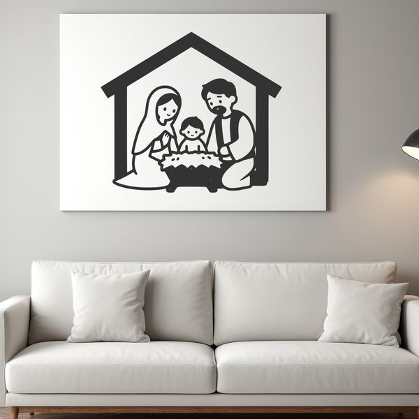 A classic Nativity scene illustration, perfect for Christmas decorations or DIY projects.