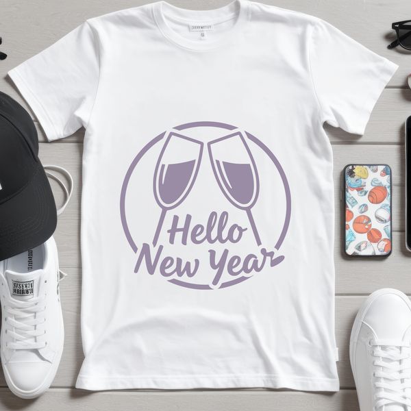 SVG vector illustration of a stylized new year's celebration with quotes and graphics.