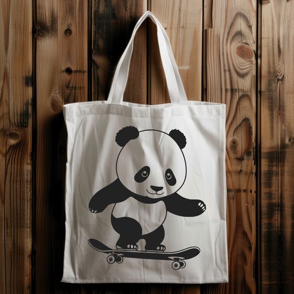 Cute Panda on Skateboard Vector Graphic A playful panda character on a skateboard, depicted in a simplified vector style.