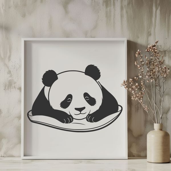 Cute Sleeping Animal SVG Design A sleeping wild animal, the giant panda, depicted in a simple vector design.