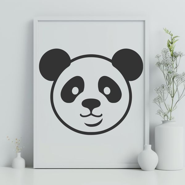Cute Panda Vector Graphic A black-and-white panda bear in a simple vector design.