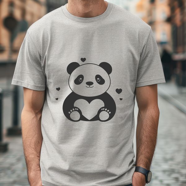 Whimsical Panda with Heart Patterns An adorable panda bear with heart patterns on its fur.
