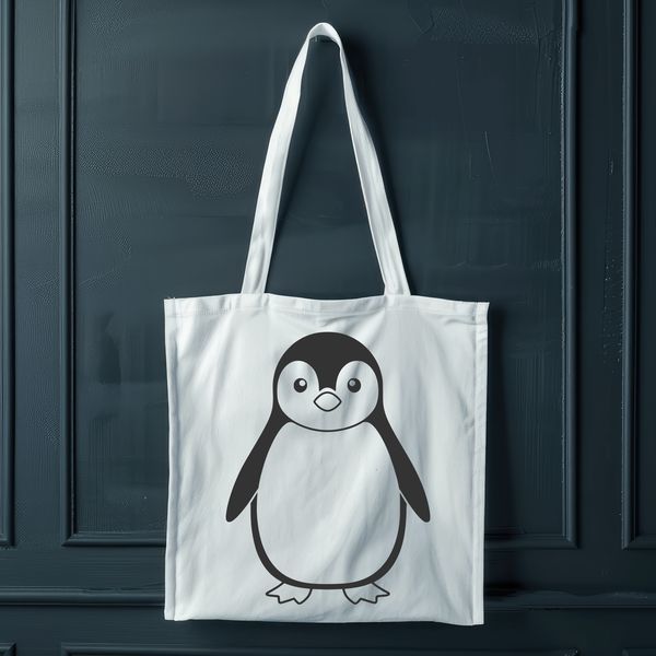 Silhouette Penguin Design A simple line drawing of a penguin in black silhouette against a white background.