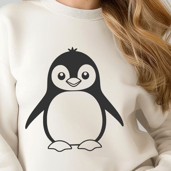 Monochrome Penguin Clip Art Design An SVG vector design featuring a simple outline of a penguin bird in monochrome.