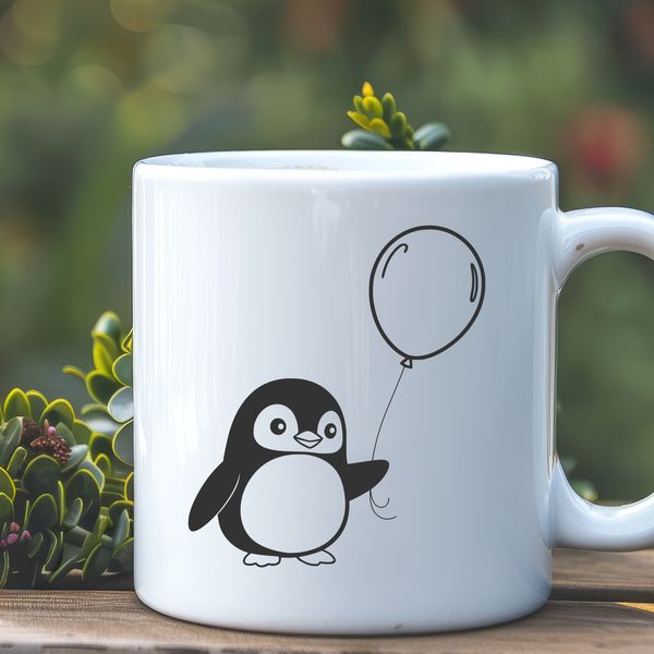 Cute Flightless Bird Silhouette A white and black flightless bird with a distinctive waddle.