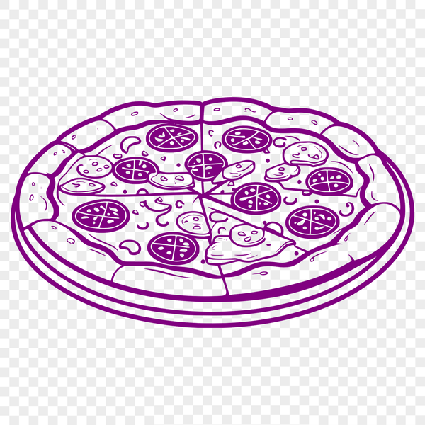 Delicious Vector Pizza Illustration A digital illustration of a round pizza with various toppings, suitable for vector art projects.