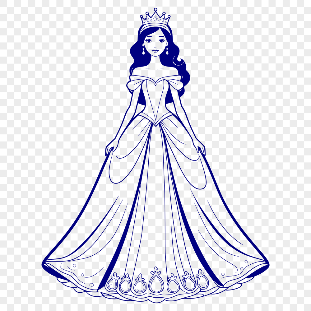 A digital illustration of a young female princess in a regal pose, designed as a vector graphic.