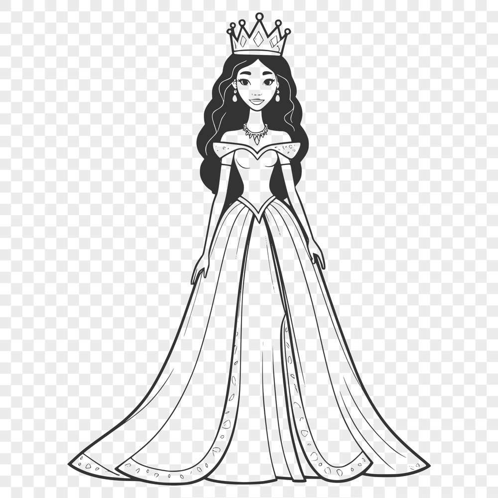A digital illustration of a young princess character in a regal pose.