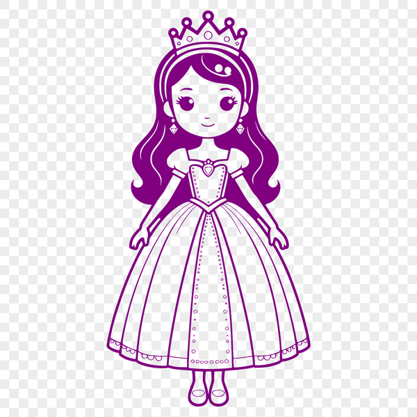 A young female princess in a medieval-style gown, depicted as a digital vector art illustration.
