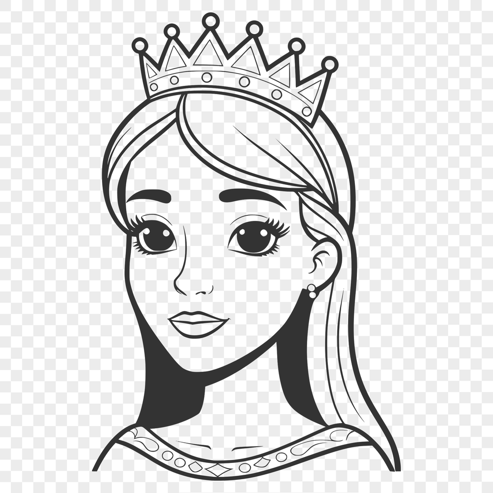 A young female princess with a crown and royal attire, created as a vector graphic.