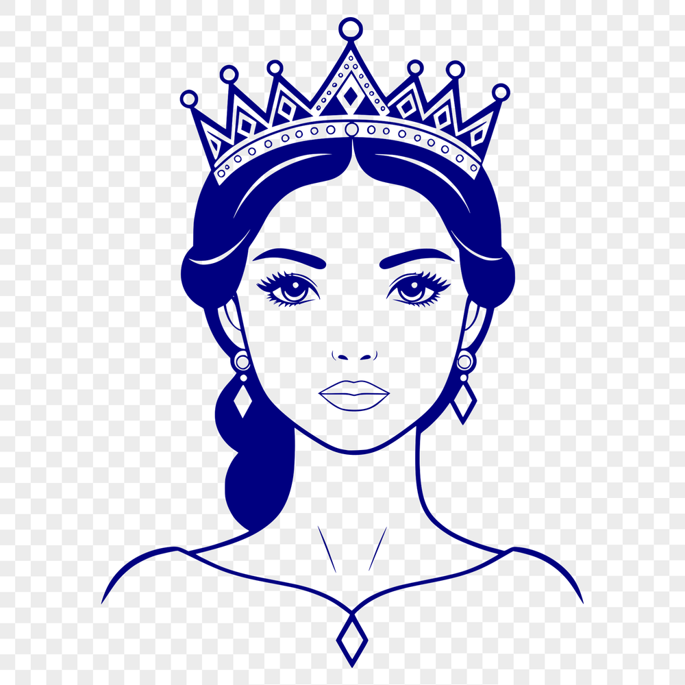 A cartoon female princess character in a traditional royal attire.