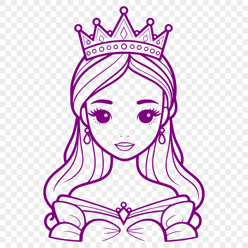 A young female character in a royal outfit, suitable for vector art designs.