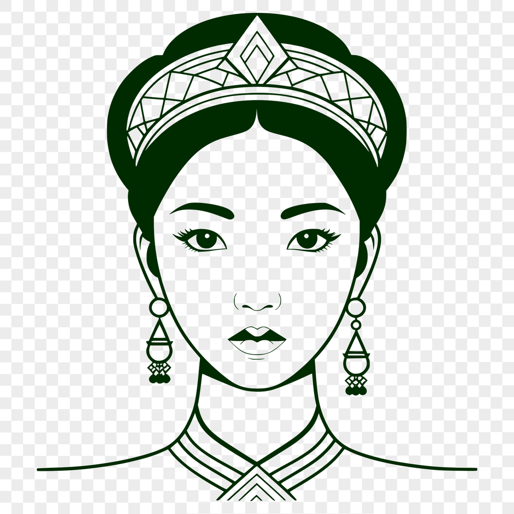 Girl's Royal Portrait SVG A young girl dressed as royalty, suitable for crafting and design projects.