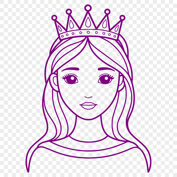 A young female character in royal attire, created as vector art.