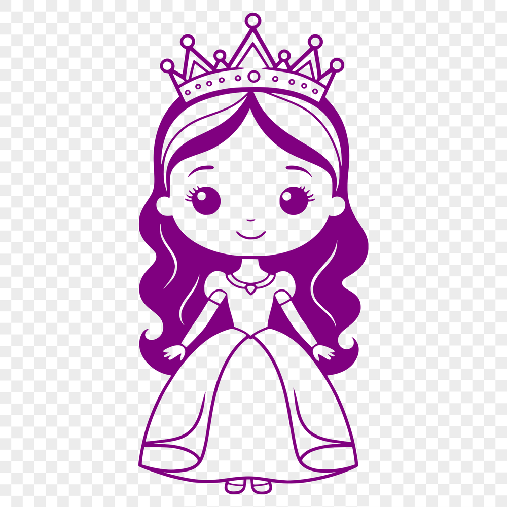 Vector graphic illustration of a girl dressed as a princess with regal attire.