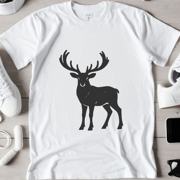 A vector illustration of a reindeer with antlers and hooves.