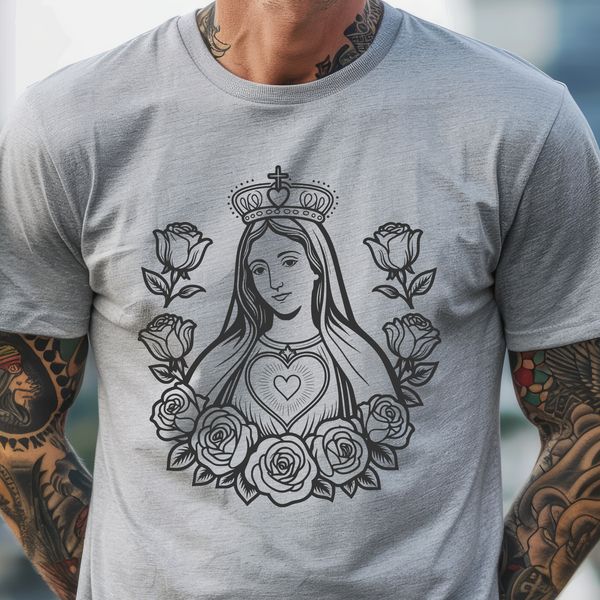 Beautiful Devotional SVG Design Vector illustration of the Immaculate Heart, a floral design symbolizing devotion and faith.