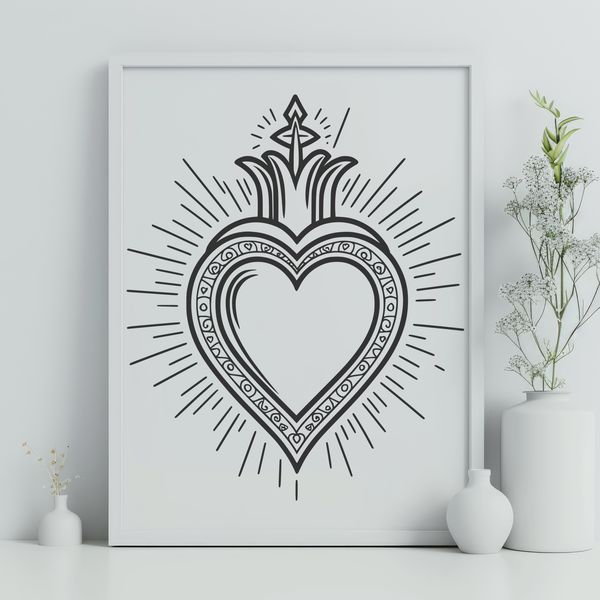 A vector illustration of the Sacred Heart symbol, designed with precision and clarity.