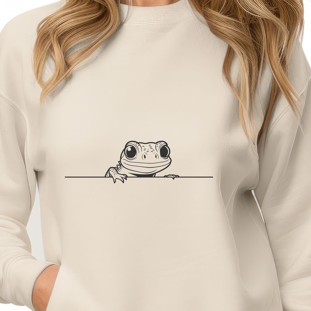 Reptile Portrait Vector Graphic A reptile peeking out from behind a rock, depicted as a vector graphic.