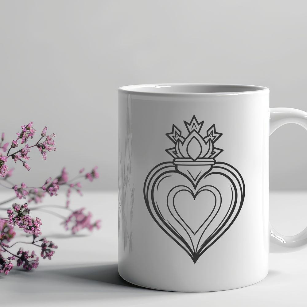 Stylish Sacred Heart Clip Art A stylized illustration of the Sacred Heart, suitable for various design purposes.