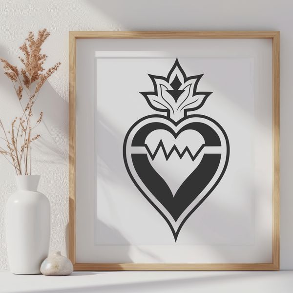 Detailed Sacred Heart Illustration A detailed illustration of the Sacred Heart, suitable for religious and spiritual designs.