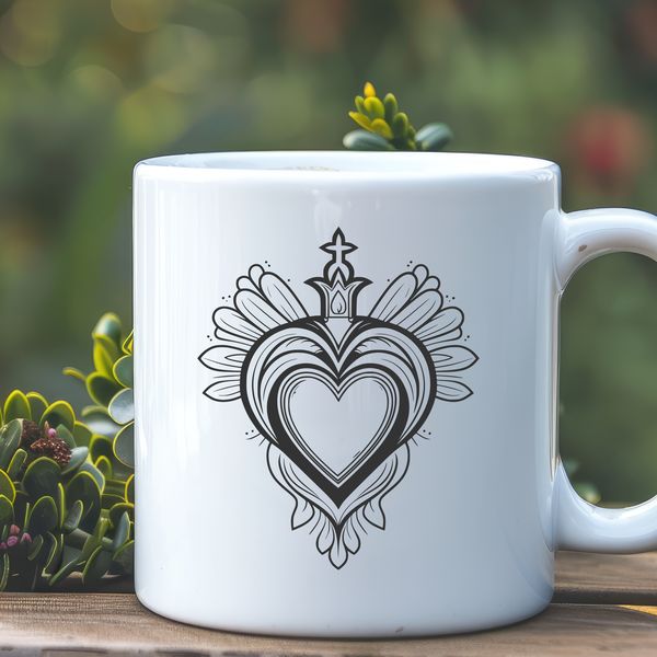 Beautiful Sacred Heart Icon SVG Vector Art Religious symbol vector art featuring the Sacred Heart icon in a high-resolution format.
