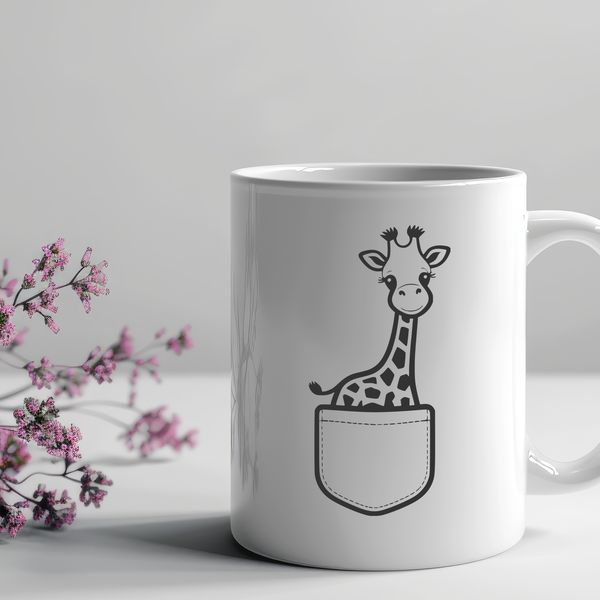 Playful Savannah Animal Vector A cartoon giraffe standing on grassy plains, suitable for vector designs.
