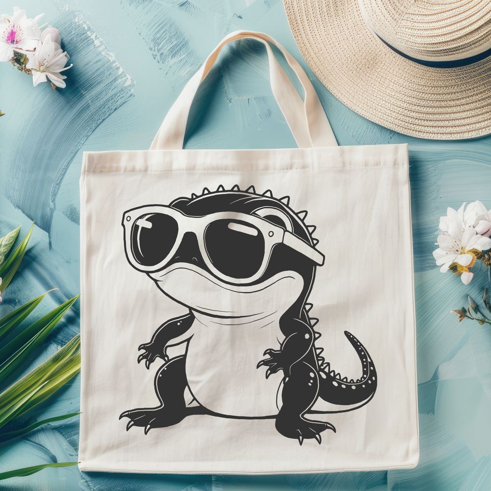 Sunny Salamander SVG Design A digital illustration of a salamander wearing sunglasses in a simple style suitable for vector design.