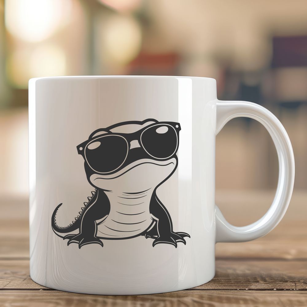 Salamander in Shades A colorful illustration of a salamander wearing sunglasses on its forehead, depicted in vector form.