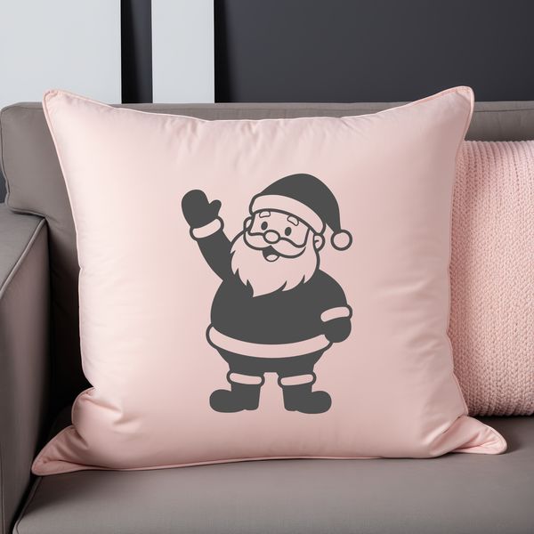 An outline design of Santa Claus in a traditional winter setting.
