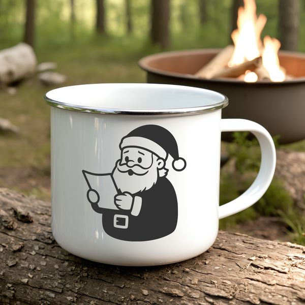 A jovial figure in red attire with white beard and hat, commonly associated with the Christmas season.