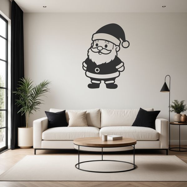A vector graphic representation of Santa Claus in full red coat and hat.