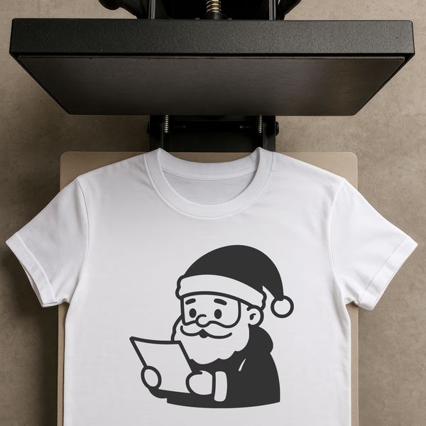 A traditional illustration of Father Christmas in a festive holiday setting.