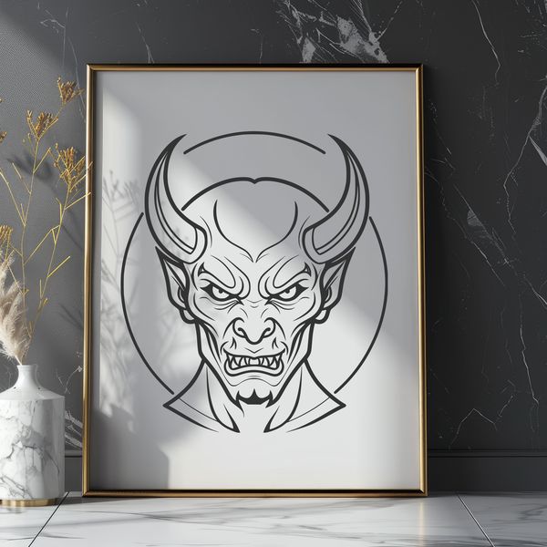 Halloween Demon Graphic A satanic figure with horns and wings, suitable for Halloween decorations or vector design.