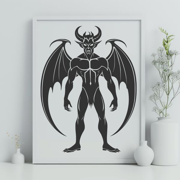 Satanic SVG Icon A stylized illustration of the devil, ideal for Halloween decorations or designs.